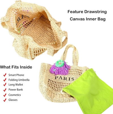Herald Straw Mesh Beach Tote Bag dla kobiet, duże letnie lekkie składane torebki z plecami do podróży