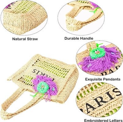 Herald Straw Mesh Beach Tote Bag dla kobiet, duże letnie lekkie składane torebki z plecami do podróży