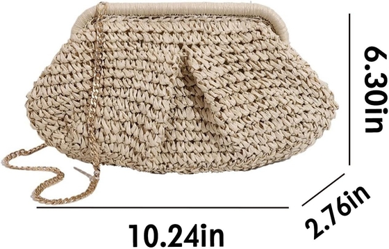Płaszczyzna CHIC RAFFIA STRAW DUMPLING Clutch STYLISTYCZNE LATNE POCZY