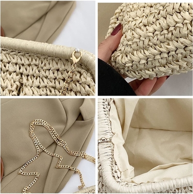 Płaszczyzna CHIC RAFFIA STRAW DUMPLING Clutch STYLISTYCZNE LATNE POCZY