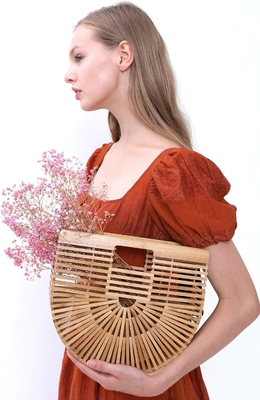 MIUCO WOMEN BAMBOO RYGNA KASKA RYGNA Duża torba torba słoma plaża torby plaża torebka