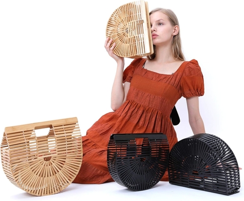 MIUCO WOMEN BAMBOO RYGNA KASKA RYGNA Duża torba torba słoma plaża torby plaża torebka