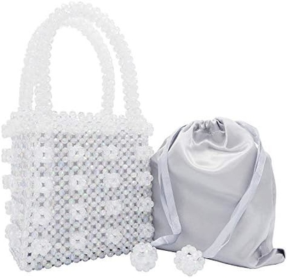 MIUCO WOMEN'S PERLED HANDBAGES Ręcznie TYTAJĄCY KRYSTALNY PERL TOTE BAGES