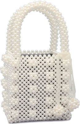 MIUCO WOMEN'S PERLED HANDBAGES Ręcznie TYTAJĄCY KRYSTALNY PERL TOTE BAGES