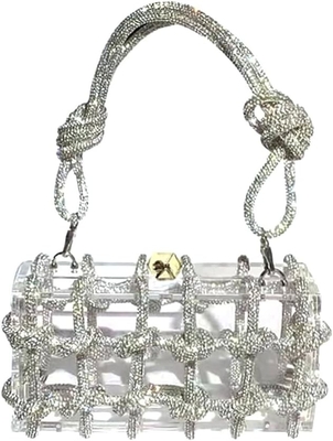 Jasna torba akrylowa Rhinestone Akrylowe sprzęgło Kryształowe torebki wieczorowe dla kobiet Glitter torebka do ślubu