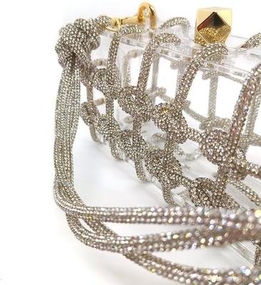 Jasna torba akrylowa Rhinestone Akrylowe sprzęgło Kryształowe torebki wieczorowe dla kobiet Glitter torebka do ślubu
