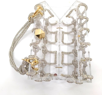 Jasna torba akrylowa Rhinestone Akrylowe sprzęgło Kryształowe torebki wieczorowe dla kobiet Glitter torebka do ślubu