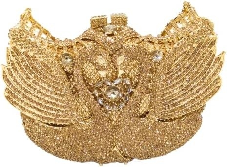 BOUTIQUE DE FGG WOMEN SWAN CLUTCH CHRYSTALNE Wieczorne Torby Ślubne Przyjęcie Wieczerza Damy RHINESTONE MINAUDIERE torebka