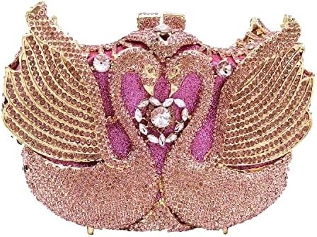 BOUTIQUE DE FGG WOMEN SWAN CLUTCH CHRYSTALNE Wieczorne Torby Ślubne Przyjęcie Wieczerza Damy RHINESTONE MINAUDIERE torebka