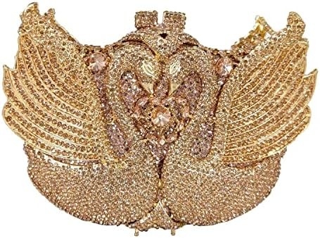 BOUTIQUE DE FGG WOMEN SWAN CLUTCH CHRYSTALNE Wieczorne Torby Ślubne Przyjęcie Wieczerza Damy RHINESTONE MINAUDIERE torebka
