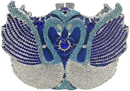BOUTIQUE DE FGG WOMEN SWAN CLUTCH CHRYSTALNE Wieczorne Torby Ślubne Przyjęcie Wieczerza Damy RHINESTONE MINAUDIERE torebka