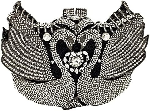 BOUTIQUE DE FGG WOMEN SWAN CLUTCH CHRYSTALNE Wieczorne Torby Ślubne Przyjęcie Wieczerza Damy RHINESTONE MINAUDIERE torebka