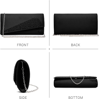 DASEIN WOMEN'S SATIN RINESTONE CLUTCH wieczorne torby błyszczące błyszczące torebka ręczna na imprezę ślubne koktajle balu