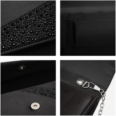 DASEIN WOMEN'S SATIN RINESTONE CLUTCH wieczorne torby błyszczące błyszczące torebka ręczna na imprezę ślubne koktajle balu