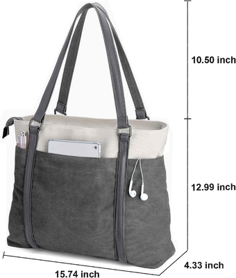 Kobiety laptop torba do pracy lekkie płótno 15,6-calowa torebka