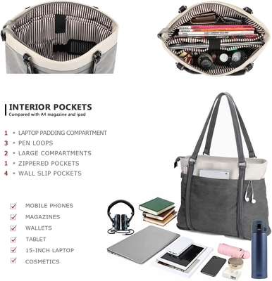 Kobiety laptop torba do pracy lekkie płótno 15,6-calowa torebka