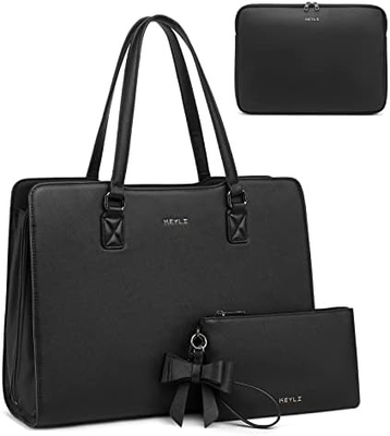 KEYLI 4PC Zestawy laptop torba dla kobiet duże skórzane laptop briefcase z USB port ładowania komputery ramię torby PU