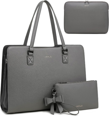 KEYLI 4PC Zestawy laptop torba dla kobiet duże skórzane laptop briefcase z USB port ładowania komputery ramię torby PU