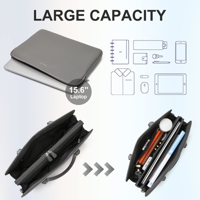 KEYLI 4PC Zestawy laptop torba dla kobiet duże skórzane laptop briefcase z USB port ładowania komputery ramię torby PU