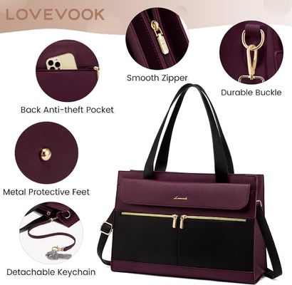 LOVEVOOK LAPTOP BAG Dla kobiet 15,6 cala LAPTOP TOTE WORK BAG PROFESJONALNA skóra KOMPUTER BRIEFCASE WATERPROOF BUSINESS