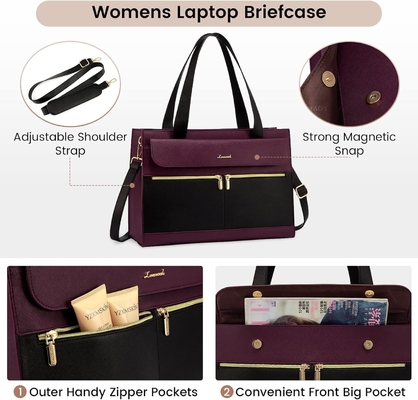LOVEVOOK LAPTOP BAG Dla kobiet 15,6 cala LAPTOP TOTE WORK BAG PROFESJONALNA skóra KOMPUTER BRIEFCASE WATERPROOF BUSINESS