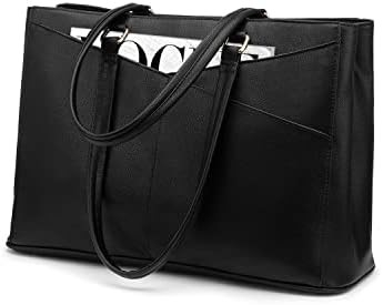 Łaptopa TOTE BAG dla kobiet 15,6 cali WATERPROOF skórzane KOMPUTEROWE BAGY BIZNESOWE PRACA KONSULTATORSKA Czarna