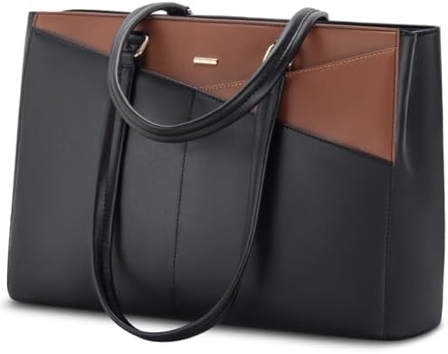 Łaptopa TOTE BAG dla kobiet 15,6 cali WATERPROOF skórzane KOMPUTEROWE BAGY BIZNESOWE PRACA KONSULTATORSKA Czarna