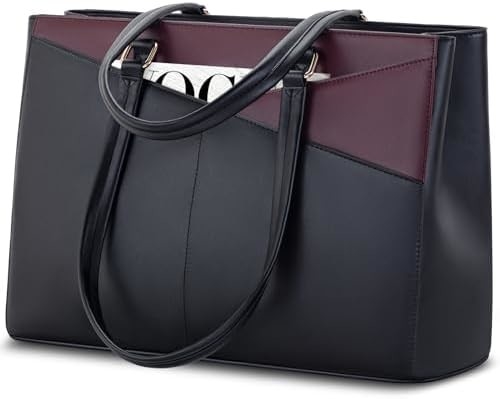 Łaptopa TOTE BAG dla kobiet 15,6 cali WATERPROOF skórzane KOMPUTEROWE BAGY BIZNESOWE PRACA KONSULTATORSKA Czarna
