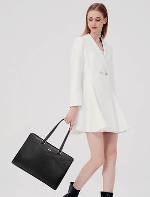 Łaptopa TOTE BAG dla kobiet 15,6 cali WATERPROOF skórzane KOMPUTEROWE BAGY BIZNESOWE PRACA KONSULTATORSKA Czarna