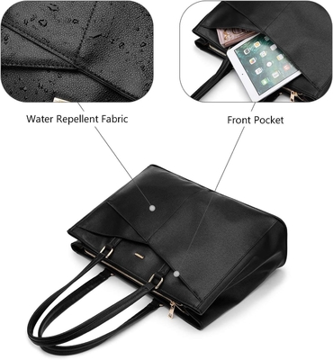 Łaptopa TOTE BAG dla kobiet 15,6 cali WATERPROOF skórzane KOMPUTEROWE BAGY BIZNESOWE PRACA KONSULTATORSKA Czarna