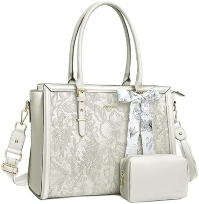 MOOSISO LAPTOP BAG FOR WOMEN, 17-17.3 INCH PU LEATHE TOTE BAG Kompatybilny z MACBOOK, HP, DELL, ASUS NOTEBOOK