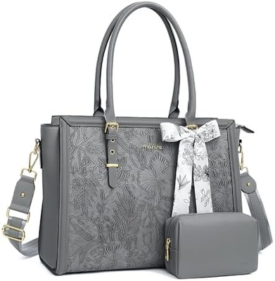 MOOSISO LAPTOP BAG FOR WOMEN, 17-17.3 INCH PU LEATHE TOTE BAG Kompatybilny z MACBOOK, HP, DELL, ASUS NOTEBOOK