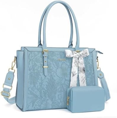 MOOSISO LAPTOP BAG FOR WOMEN, 17-17.3 INCH PU LEATHE TOTE BAG Kompatybilny z MACBOOK, HP, DELL, ASUS NOTEBOOK