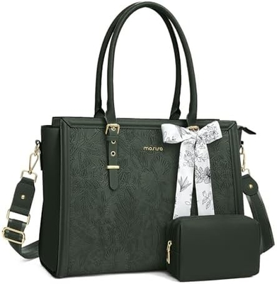 MOOSISO LAPTOP BAG FOR WOMEN, 17-17.3 INCH PU LEATHE TOTE BAG Kompatybilny z MACBOOK, HP, DELL, ASUS NOTEBOOK