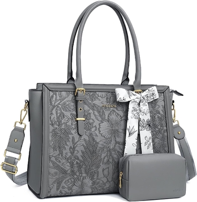 MOOSISO LAPTOP BAG FOR WOMEN, 17-17.3 INCH PU LEATHE TOTE BAG Kompatybilny z MACBOOK, HP, DELL, ASUS NOTEBOOK