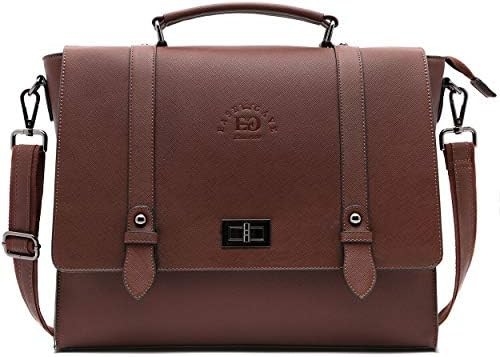 EASEGAVE DAMASKY 17 INCH LAPTOP BRIEFCASE, VINTAGE PURPLE SAFFIANO ECO-LEATHER, MULTI-COMPARTMENT, 3 lb pojemność wagi