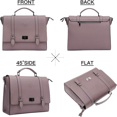 EASEGAVE DAMASKY 17 INCH LAPTOP BRIEFCASE, VINTAGE PURPLE SAFFIANO ECO-LEATHER, MULTI-COMPARTMENT, 3 lb pojemność wagi