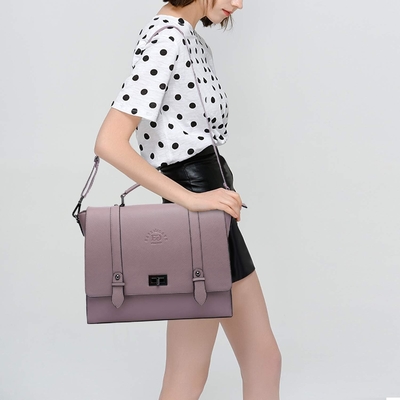 EASEGAVE DAMASKY 17 INCH LAPTOP BRIEFCASE, VINTAGE PURPLE SAFFIANO ECO-LEATHER, MULTI-COMPARTMENT, 3 lb pojemność wagi