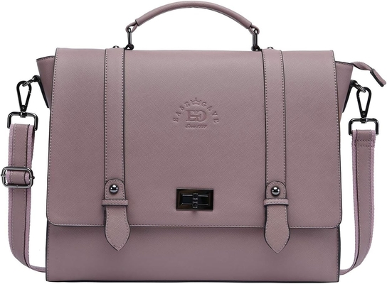 EASEGAVE DAMASKY 17 INCH LAPTOP BRIEFCASE, VINTAGE PURPLE SAFFIANO ECO-LEATHER, MULTI-COMPARTMENT, 3 lb pojemność wagi