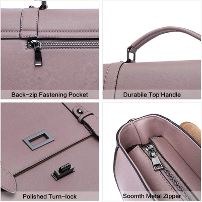 EASEGAVE DAMASKY 17 INCH LAPTOP BRIEFCASE, VINTAGE PURPLE SAFFIANO ECO-LEATHER, MULTI-COMPARTMENT, 3 lb pojemność wagi
