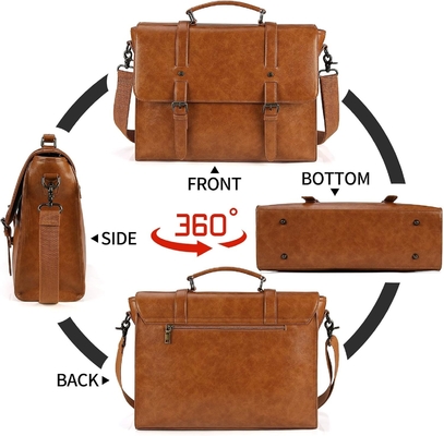 Mężczyzna KASZEK PRZYJĄCY VINTAGE 15.6 INCH WATERPROOF LEATHER laptopa Briefcase duża torebka RETRO biurowy college