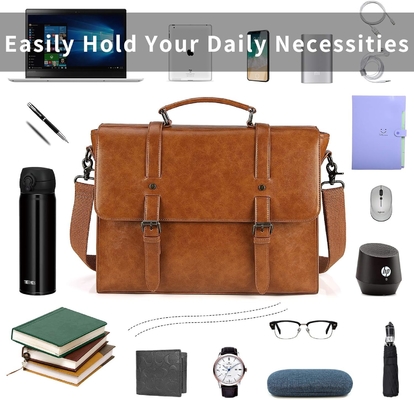 Mężczyzna KASZEK PRZYJĄCY VINTAGE 15.6 INCH WATERPROOF LEATHER laptopa Briefcase duża torebka RETRO biurowy college