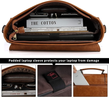 Mężczyzna KASZEK PRZYJĄCY VINTAGE 15.6 INCH WATERPROOF LEATHER laptopa Briefcase duża torebka RETRO biurowy college
