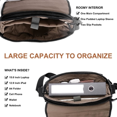 STARER MEN MESSENGER BAG 15,6 cala, wodoodporne płótno torebka komputerowa torebka robocza, laptop torba na ramieniu
