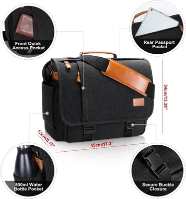 STARER MEN MESSENGER BAG 15,6 cala, wodoodporne płótno torebka komputerowa torebka robocza, laptop torba na ramieniu