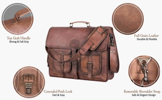18 cali skórzane briefscase laptop messenger bag najlepszy komputer satchel ręcznie wykonane torby dla mężczyzn i kobiet