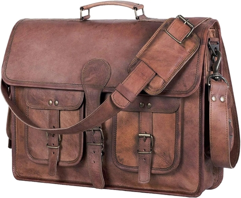 18 cali skórzane briefscase laptop messenger bag najlepszy komputer satchel ręcznie wykonane torby dla mężczyzn i kobiet