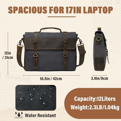 Torba dla mężczyzn,Vintage płótno skóra płótno laptopa torba na ramieniu torba biznesowa walizka