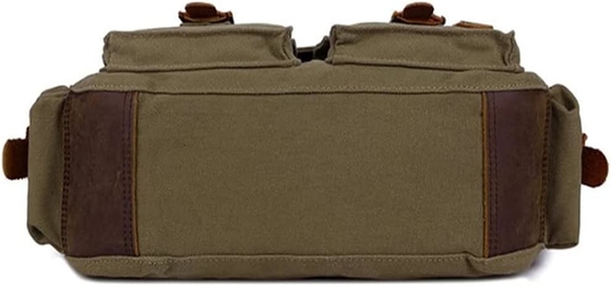 Sekhunk Vintage Wojskowa skóra płótna laptop torba posłańcy torby średnie