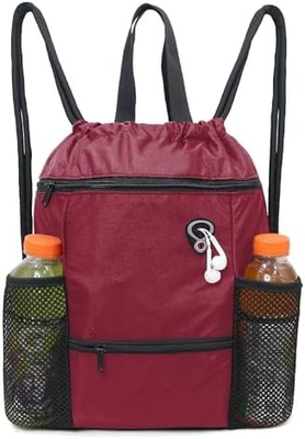 BEEGREEN DRAWSTRING-BACK-GYM-BAG, LARGE SPORTS BAG, STRING RECKBACK CINCH BAG dla mężczyzn i kobiet Czerwony